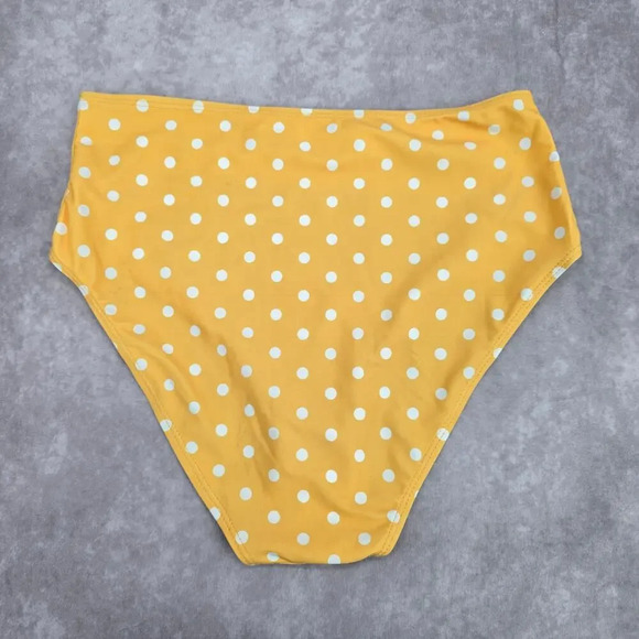 Yellow Polka Dot High Waist Bikini Bottom Swimwear Medium - Picture 2 of 6